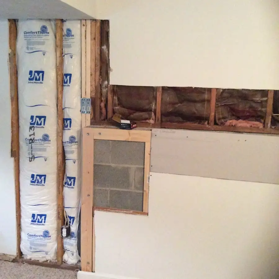 Wall insulation replacement during Basement Flood Cleanup in Bethel